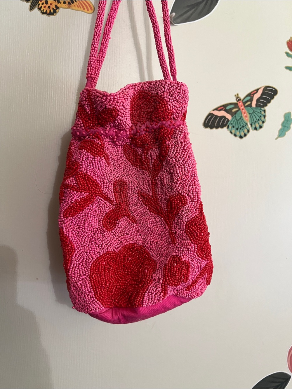 kate spade Pink and Red Beaded Drawstring Wristlet - Picture 4 of 7